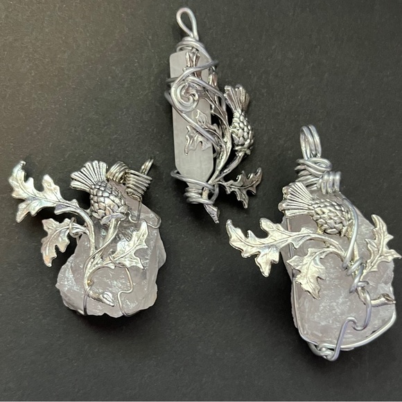 Scottish thistle xmas decoration set, purple Scottish thistle crystal yule gift - Picture 1 of 13